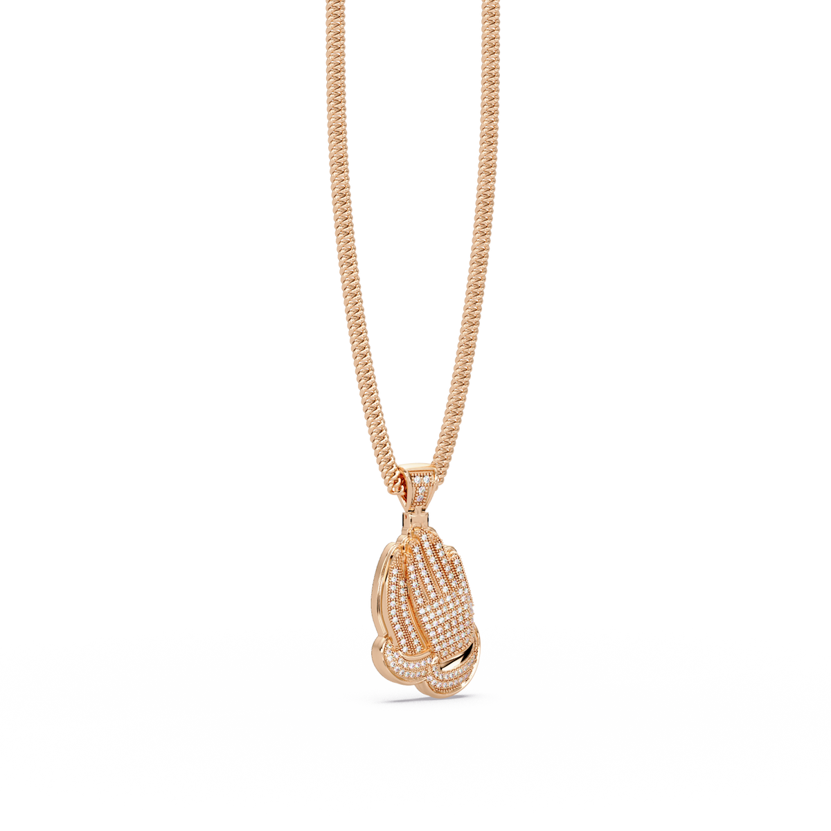 Pave Lab Grown Diamond Prayer Hands Pendant - HIGHCARAT DIAMONDS