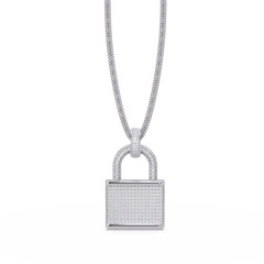 Pave Round Lab Grown Diamond Lock Pendant - HIGHCARAT DIAMONDS