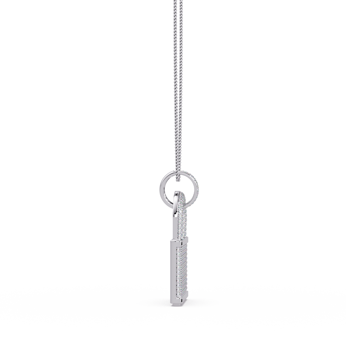 Pave Round Lab Grown Diamond Lock Pendant - HIGHCARAT DIAMONDS