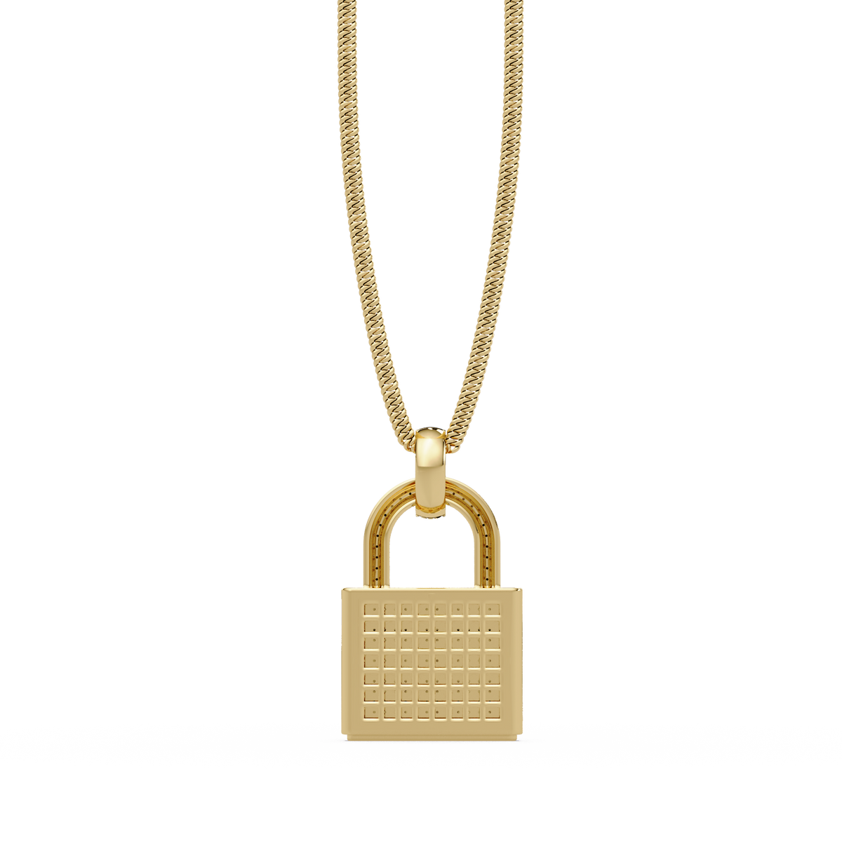 Pave Round Lab Grown Diamond Lock Pendant - HIGHCARAT DIAMONDS