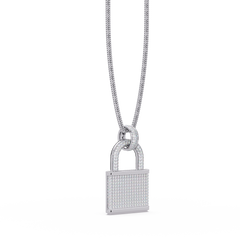 Pave Round Lab Grown Diamond Lock Pendant - HIGHCARAT DIAMONDS