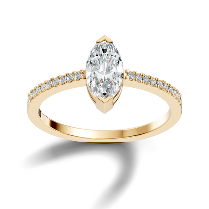 Marquise and Round Cut Diamond Solitaire Vintage Minimalist Cluster Engagement Ring For Women's - HIGHCARAT DIAMONDS