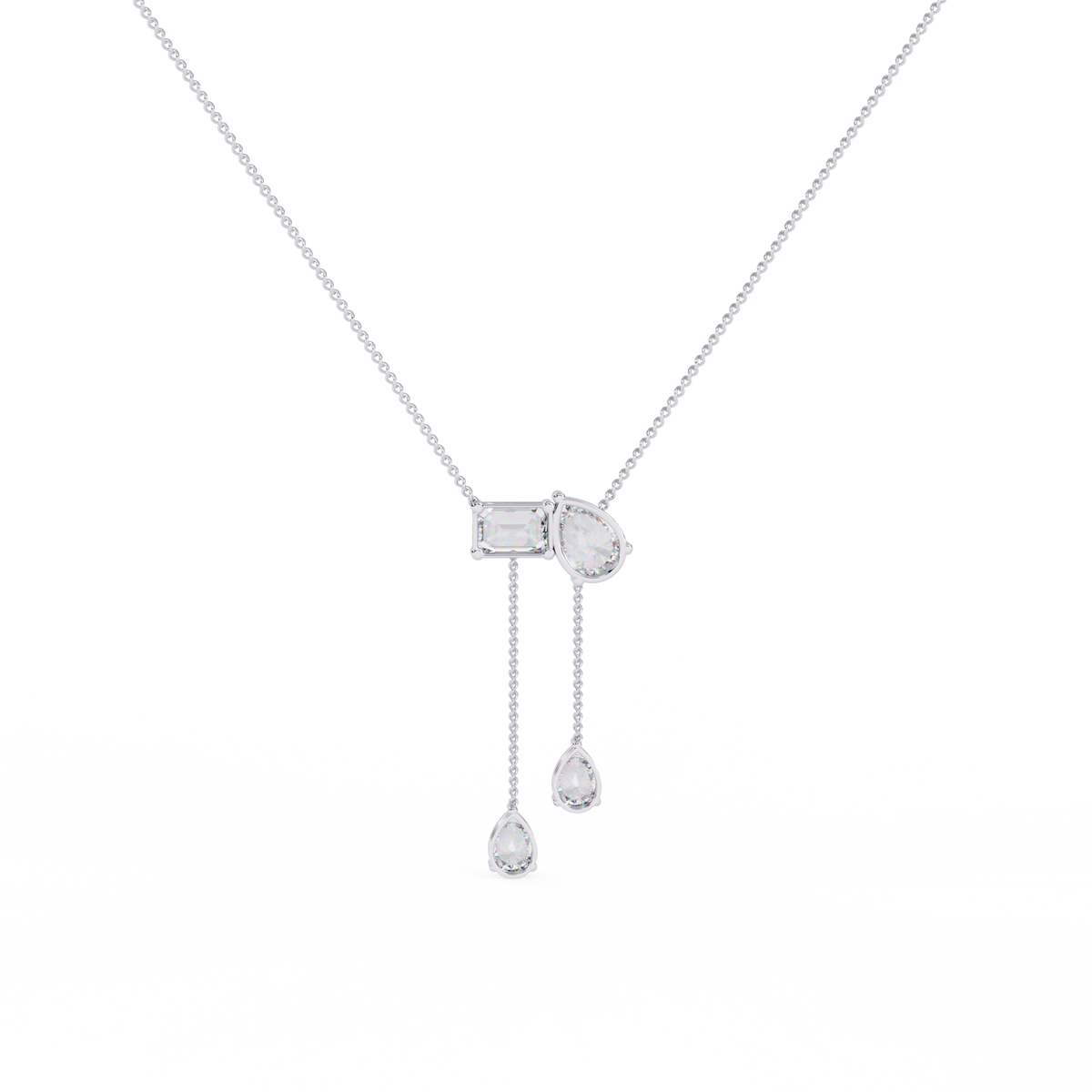 Pear And Emerald Lab Grown Cut Lab Grown Diamond Antique 18k Solid Gold Minimalist Dainty Party Wear Necklace - HIGHCARAT DIAMONDS
