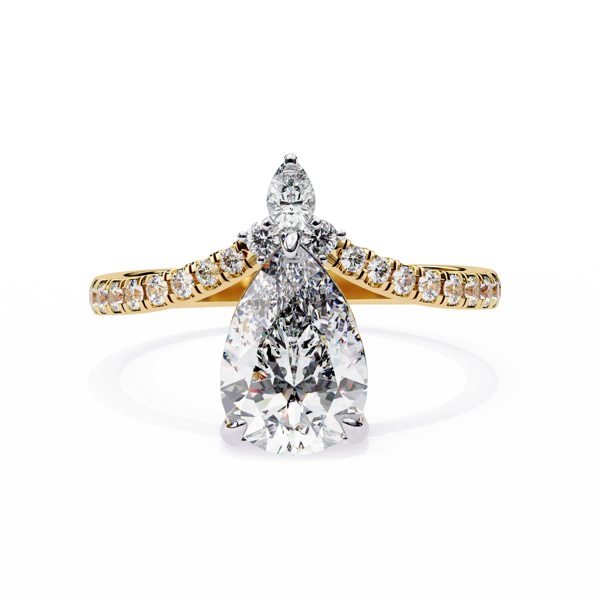 Pear And Round Cut 1.72 Lab Grown Diamond 14k  Delicate Cluster Promise Ring gift For special One - HIGHCARAT DIAMONDS
