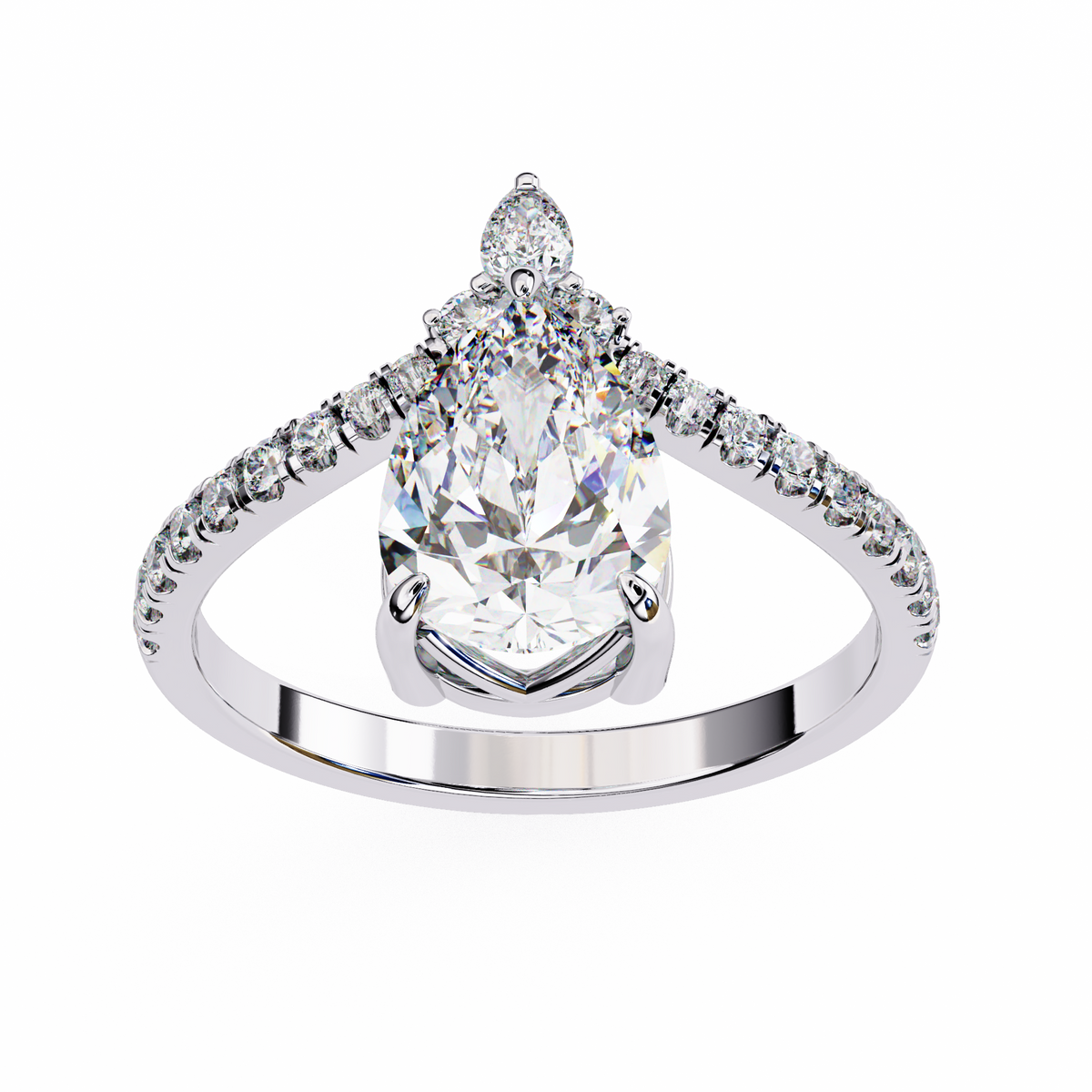 Pear And Round Cut 1.72 Lab Grown Diamond 14k  Delicate Cluster Promise Ring gift For special One - HIGHCARAT DIAMONDS