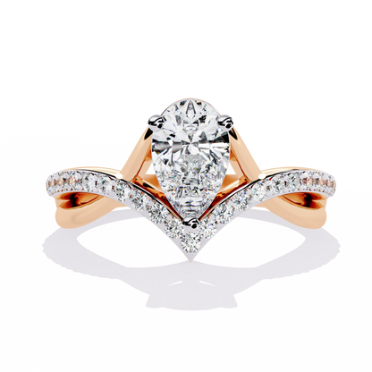 Pear And Round Cut Diamond White Colorless Elegant Dainty Classic Wedding Ring Gift For Bridal - HIGHCARAT DIAMONDS