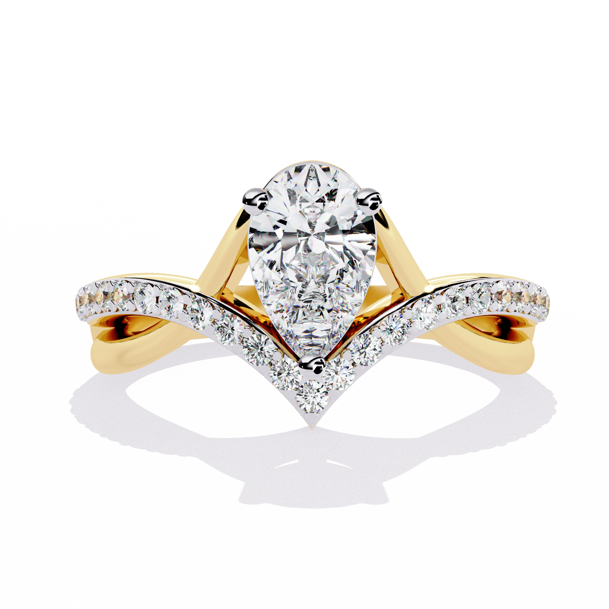 Pear And Round Cut Diamond White Colorless Elegant Dainty Classic Wedding Ring Gift For Bridal - HIGHCARAT DIAMONDS