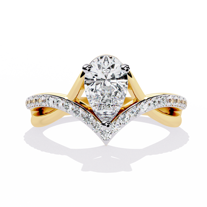 Pear And Round Cut Diamond White Colorless Elegant Dainty Classic Wedding Ring Gift For Bridal - HIGHCARAT DIAMONDS