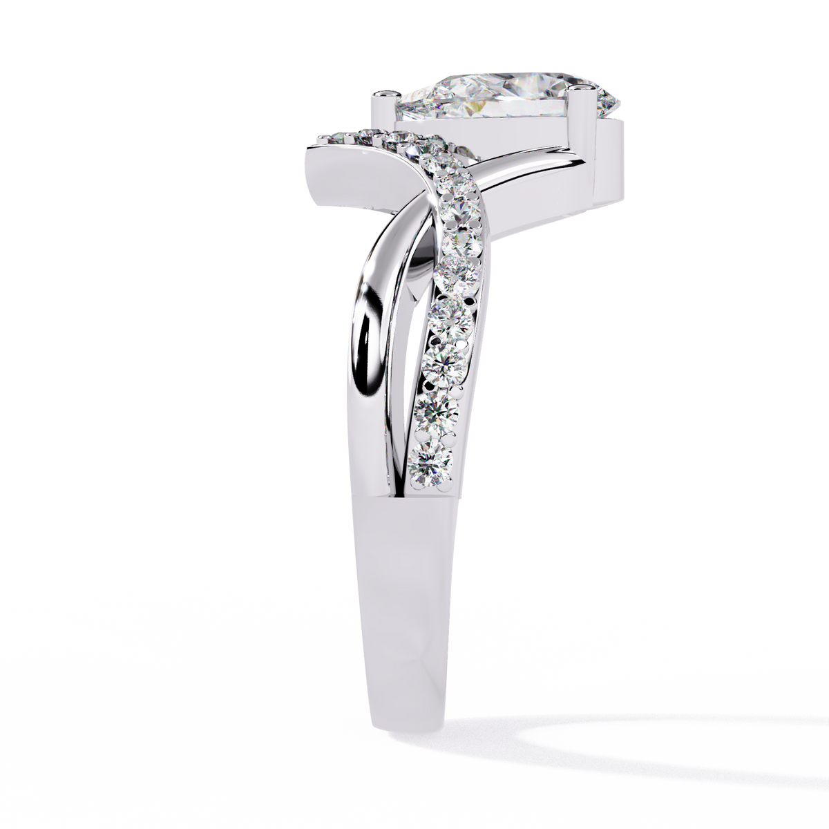 Pear And Round Cut Diamond White Colorless Elegant Dainty Classic Wedding Ring Gift For Bridal - HIGHCARAT DIAMONDS
