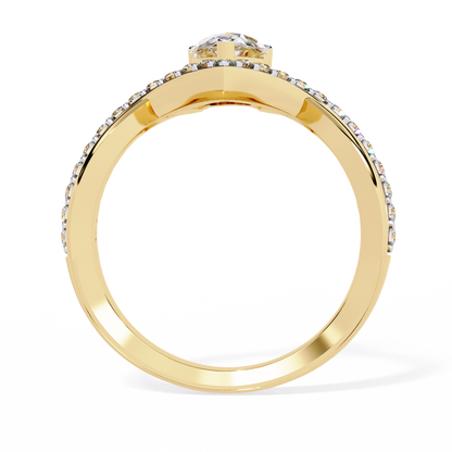 Pear And Round Cut Diamond White Colorless Elegant Dainty Classic Wedding Ring Gift For Bridal - HIGHCARAT DIAMONDS