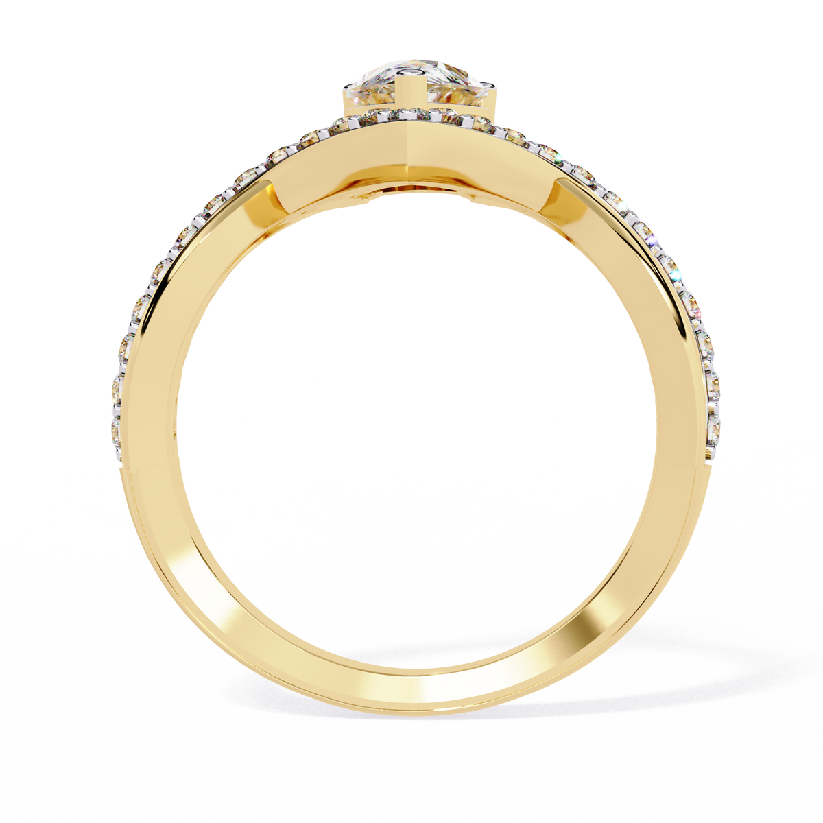 Pear And Round Cut Diamond White Colorless Elegant Dainty Classic Wedding Ring Gift For Bridal - HIGHCARAT DIAMONDS