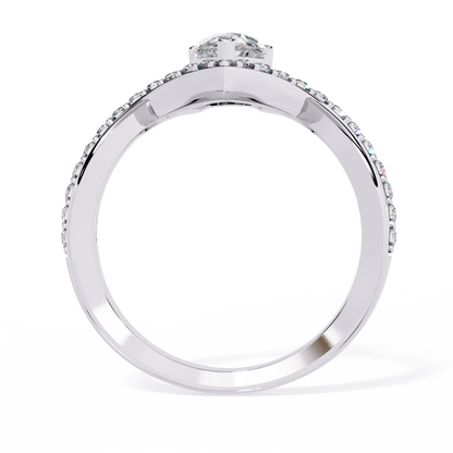 Pear And Round Cut Diamond White Colorless Elegant Dainty Classic Wedding Ring Gift For Bridal - HIGHCARAT DIAMONDS