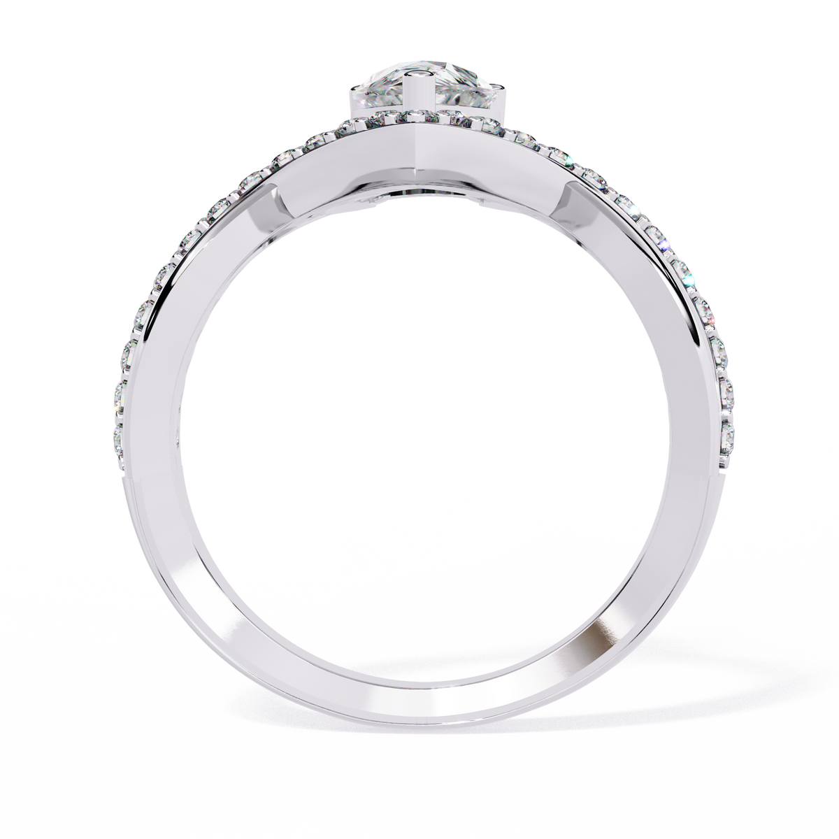 Pear And Round Cut Diamond White Colorless Elegant Dainty Classic Wedding Ring Gift For Bridal - HIGHCARAT DIAMONDS