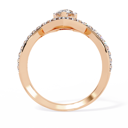 Pear And Round Cut Diamond White Colorless Elegant Dainty Classic Wedding Ring Gift For Bridal - HIGHCARAT DIAMONDS