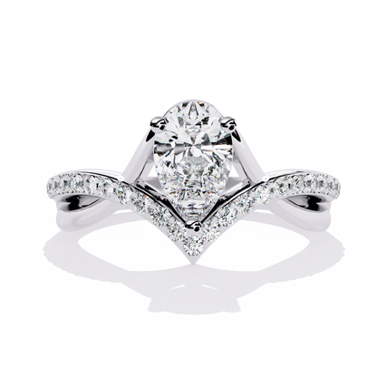 Pear And Round Cut Diamond White Colorless Elegant Dainty Classic Wedding Ring Gift For Bridal - HIGHCARAT DIAMONDS