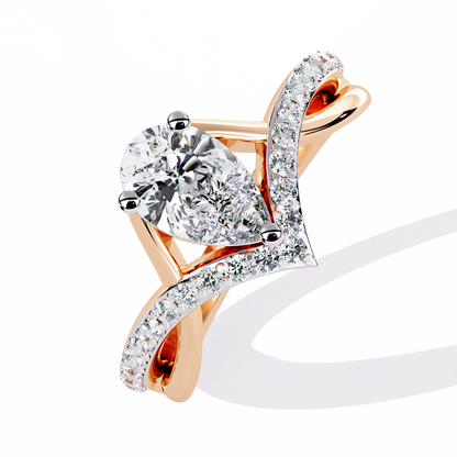 Pear And Round Cut Diamond White Colorless Elegant Dainty Classic Wedding Ring Gift For Bridal - HIGHCARAT DIAMONDS