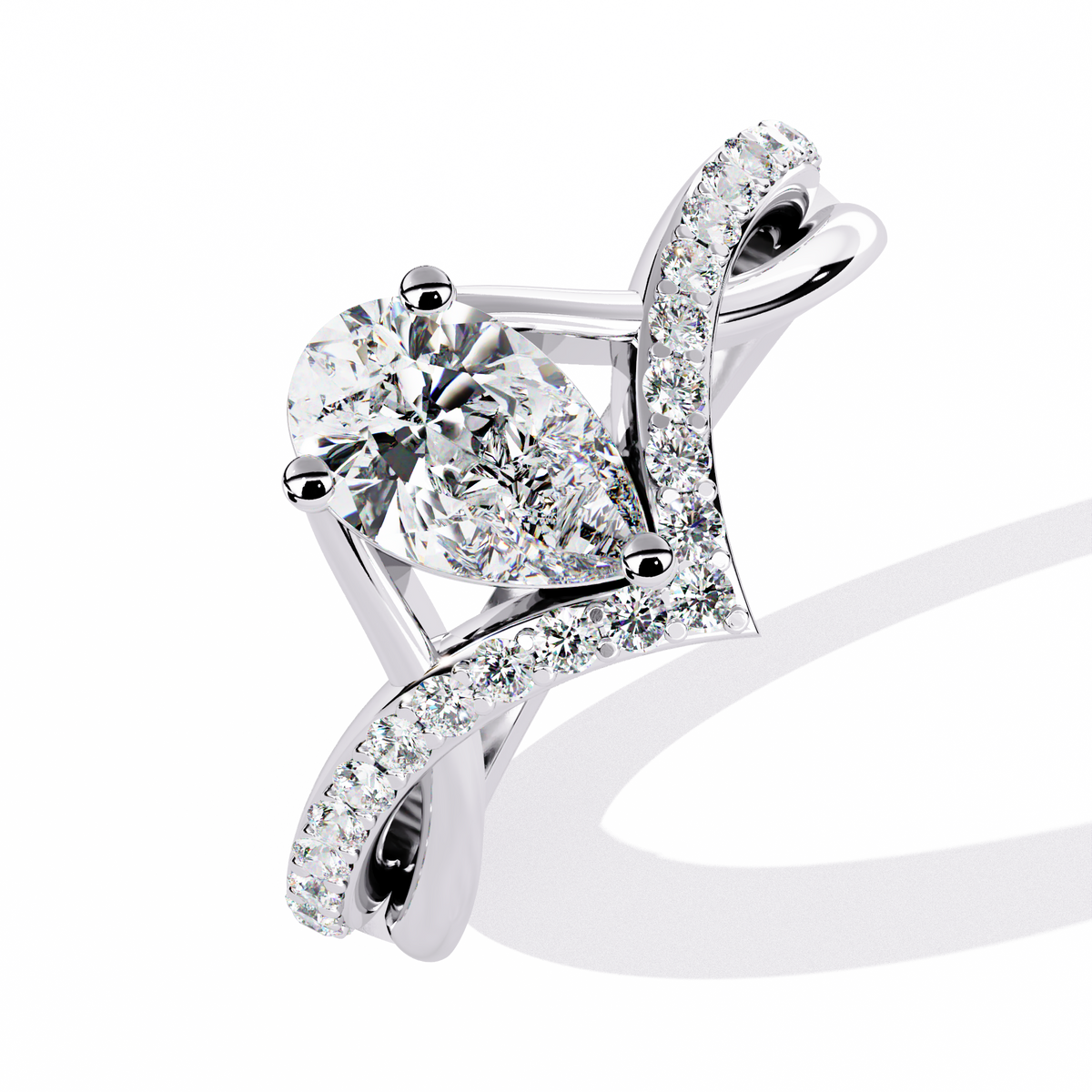 Pear And Round Cut Diamond White Colorless Elegant Dainty Classic Wedding Ring Gift For Bridal - HIGHCARAT DIAMONDS