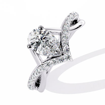 Pear And Round Cut Diamond White Colorless Elegant Dainty Classic Wedding Ring Gift For Bridal - HIGHCARAT DIAMONDS