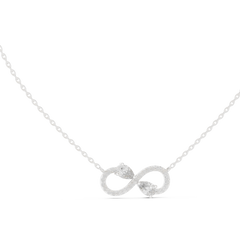 Round & Pear Shape Infinity Type Shinning 14k Solid White Gold Diamond Pendant For Her - HIGHCARAT DIAMONDS