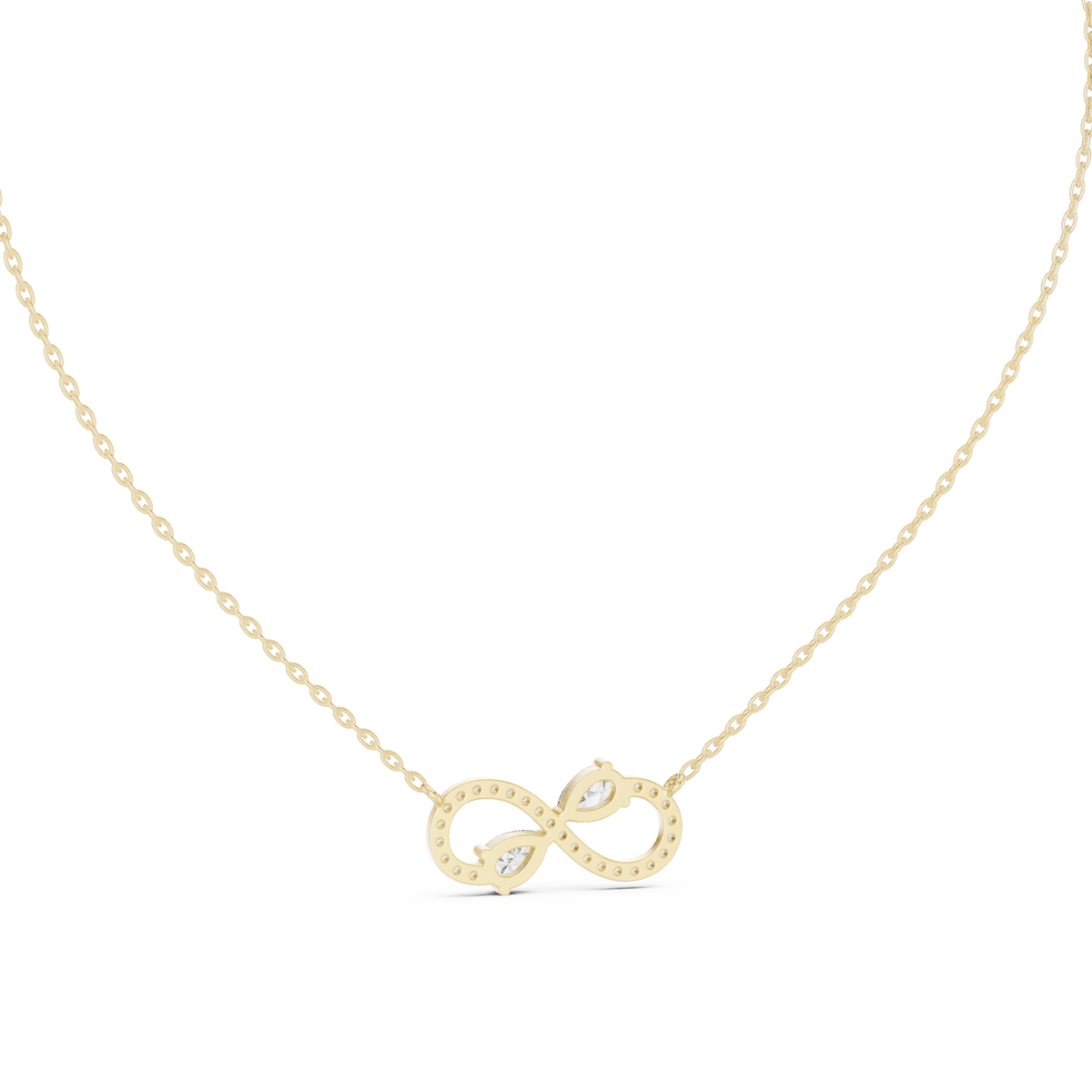 Round & Pear Shape Infinity Type Shinning 14k Solid White Gold Diamond Pendant For Her - HIGHCARAT DIAMONDS