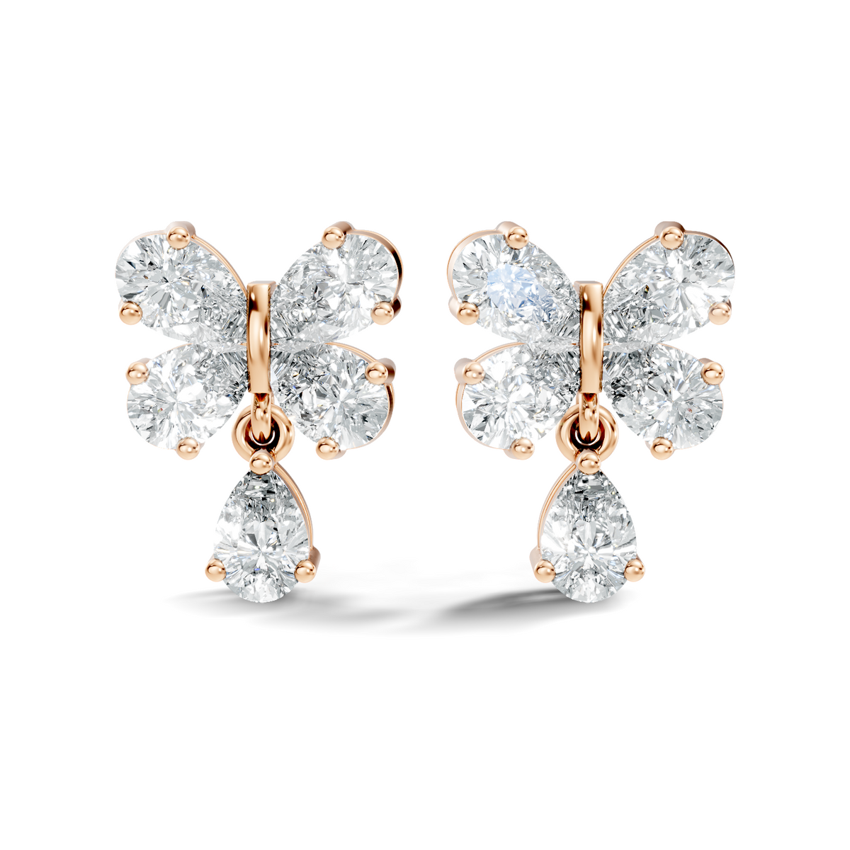 Butterfly Shape Pear Cut Lab Grown Diamond 2.26 Ct Solitaire classic Studs Diamond Earrings For Girl - HIGHCARAT DIAMONDS