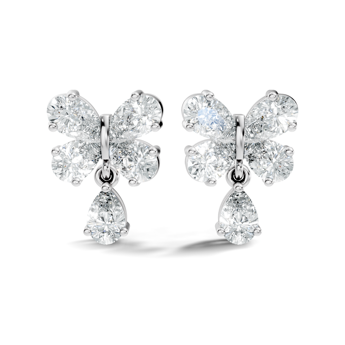 Butterfly Shape Pear Cut Lab Grown Diamond 2.26 Ct Solitaire classic Studs Diamond Earrings For Girl - HIGHCARAT DIAMONDS