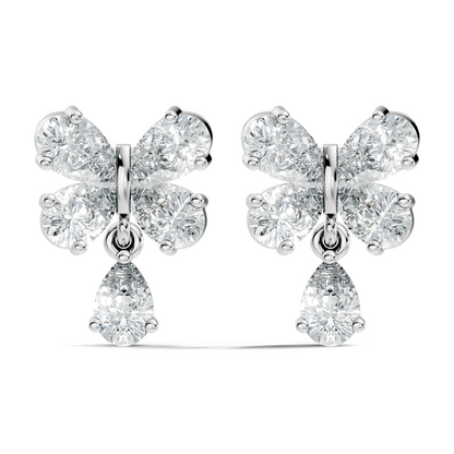 Butterfly Shape Pear Cut Lab Grown Diamond 2.26 Ct Solitaire classic Studs Diamond Earrings For Girl - HIGHCARAT DIAMONDS
