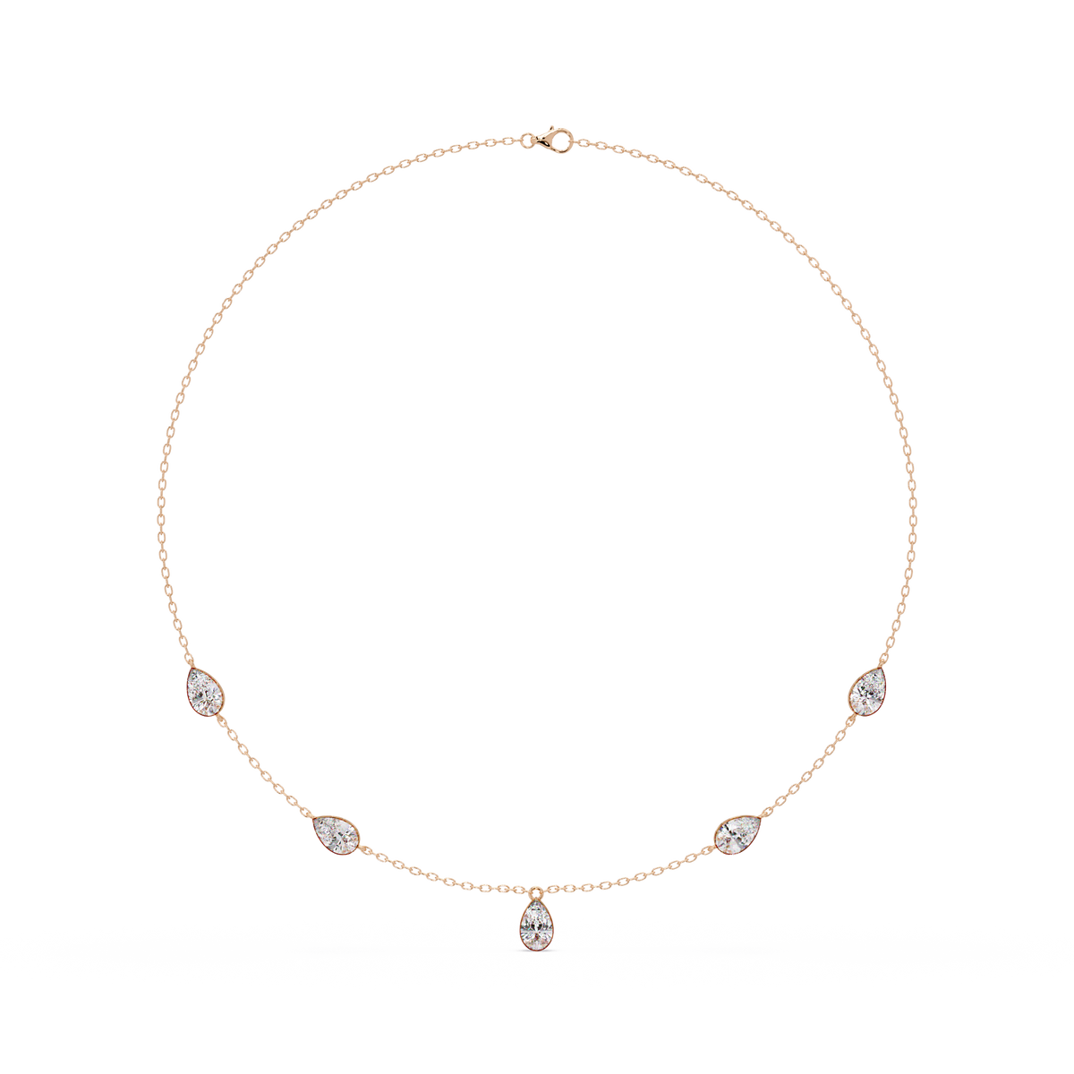 Pear Cut Five Stone Lab-Grown Diamond Station Necklace - HIGHCARAT DIAMONDS