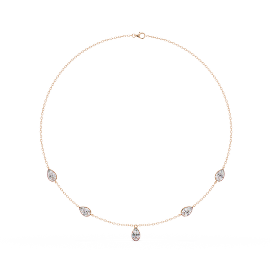 Pear Cut Five Stone Lab-Grown Diamond Station Necklace - HIGHCARAT DIAMONDS