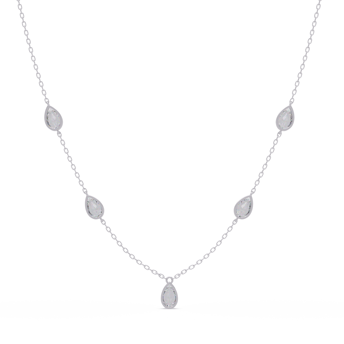 Pear Cut Five Stone Lab-Grown Diamond Station Necklace - HIGHCARAT DIAMONDS