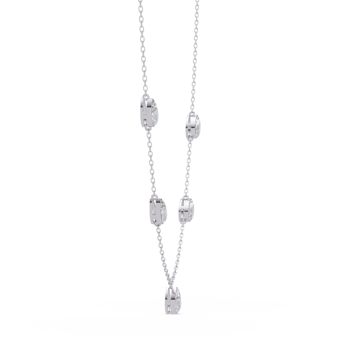 Pear Cut Five Stone Lab-Grown Diamond Station Necklace - HIGHCARAT DIAMONDS