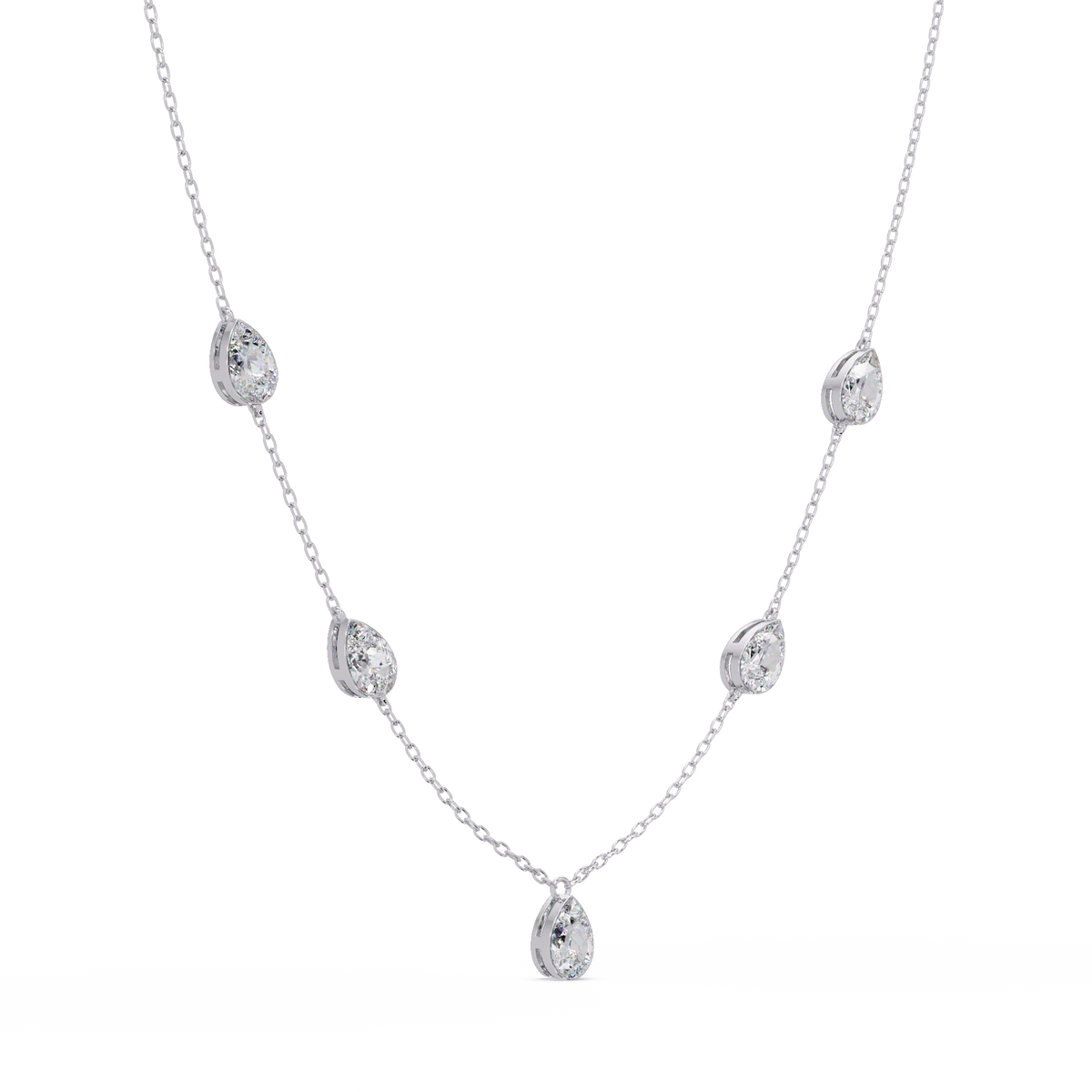 Pear Cut Five Stone Lab-Grown Diamond Station Necklace - HIGHCARAT DIAMONDS