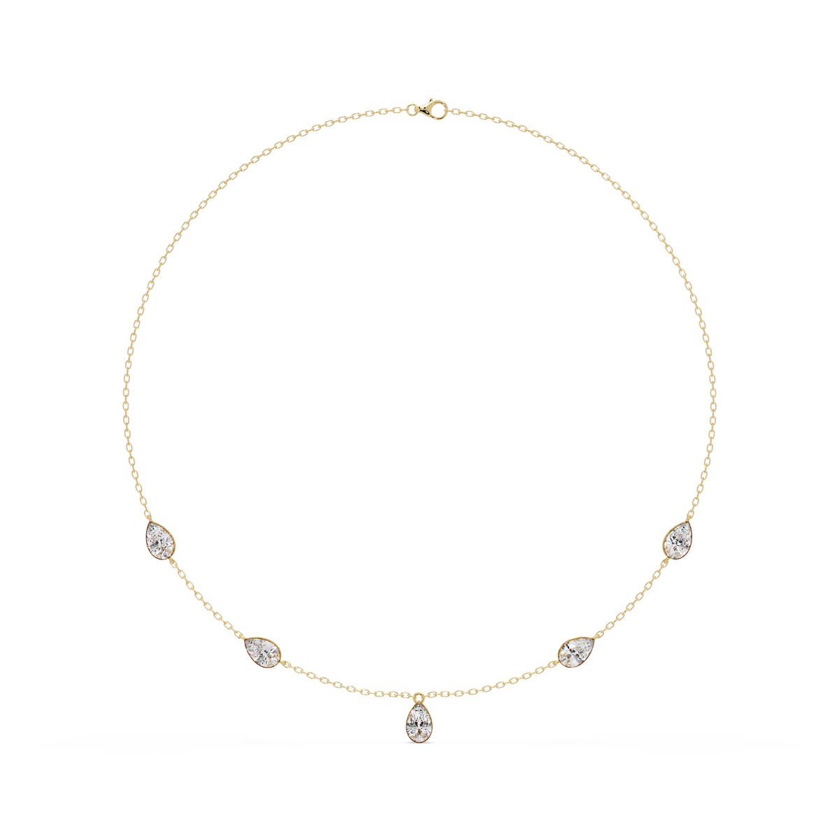 Pear Cut Five Stone Lab-Grown Diamond Station Necklace - HIGHCARAT DIAMONDS