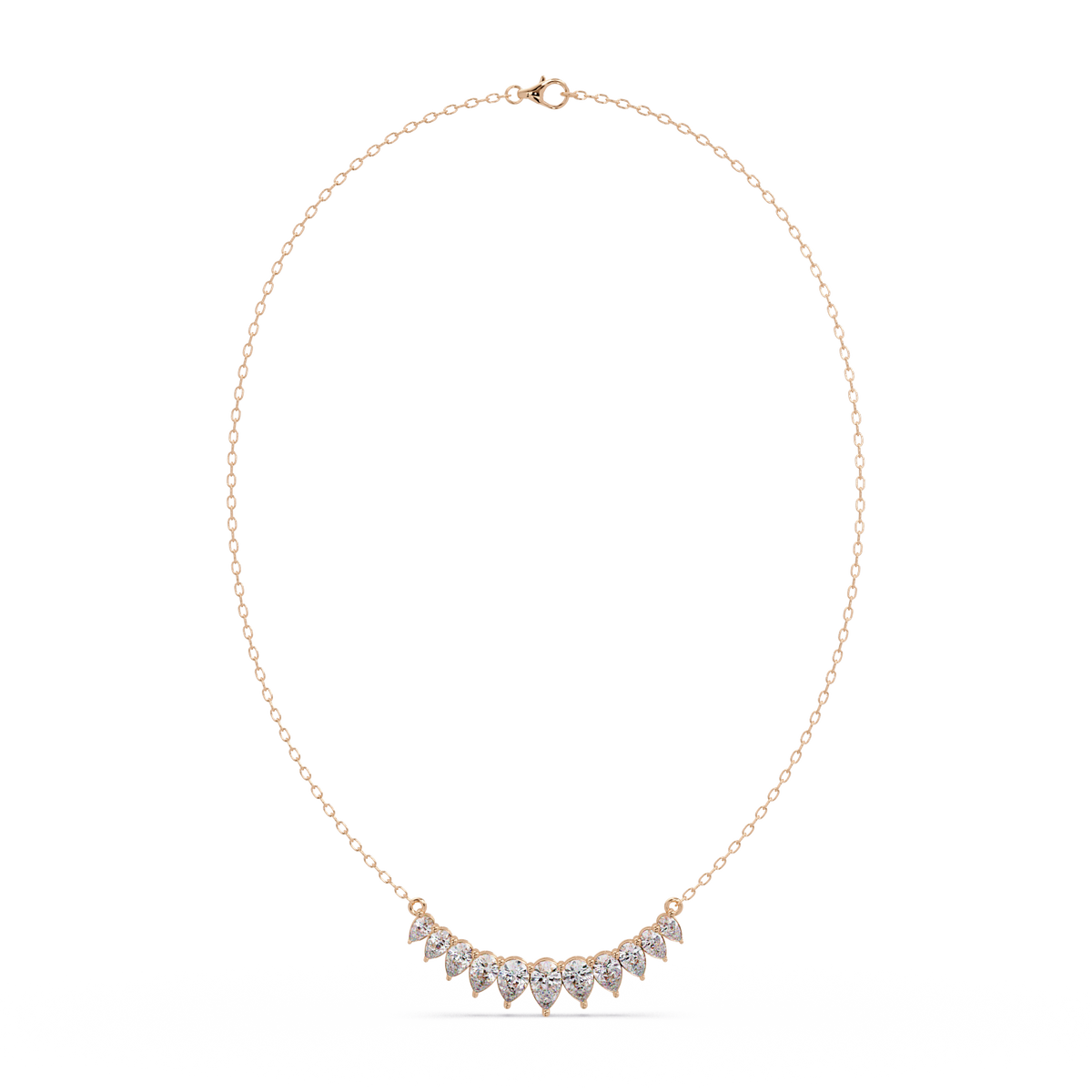 Pear Cut Graduation Curve Lab Grown Diamond Necklace - HIGHCARAT DIAMONDS