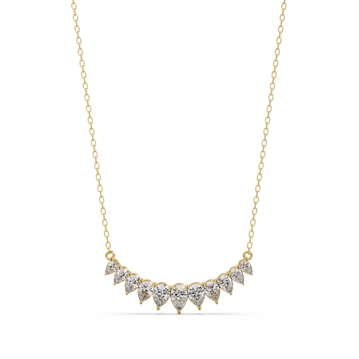 Pear Cut Graduation Curve Lab Grown Diamond Necklace - HIGHCARAT DIAMONDS