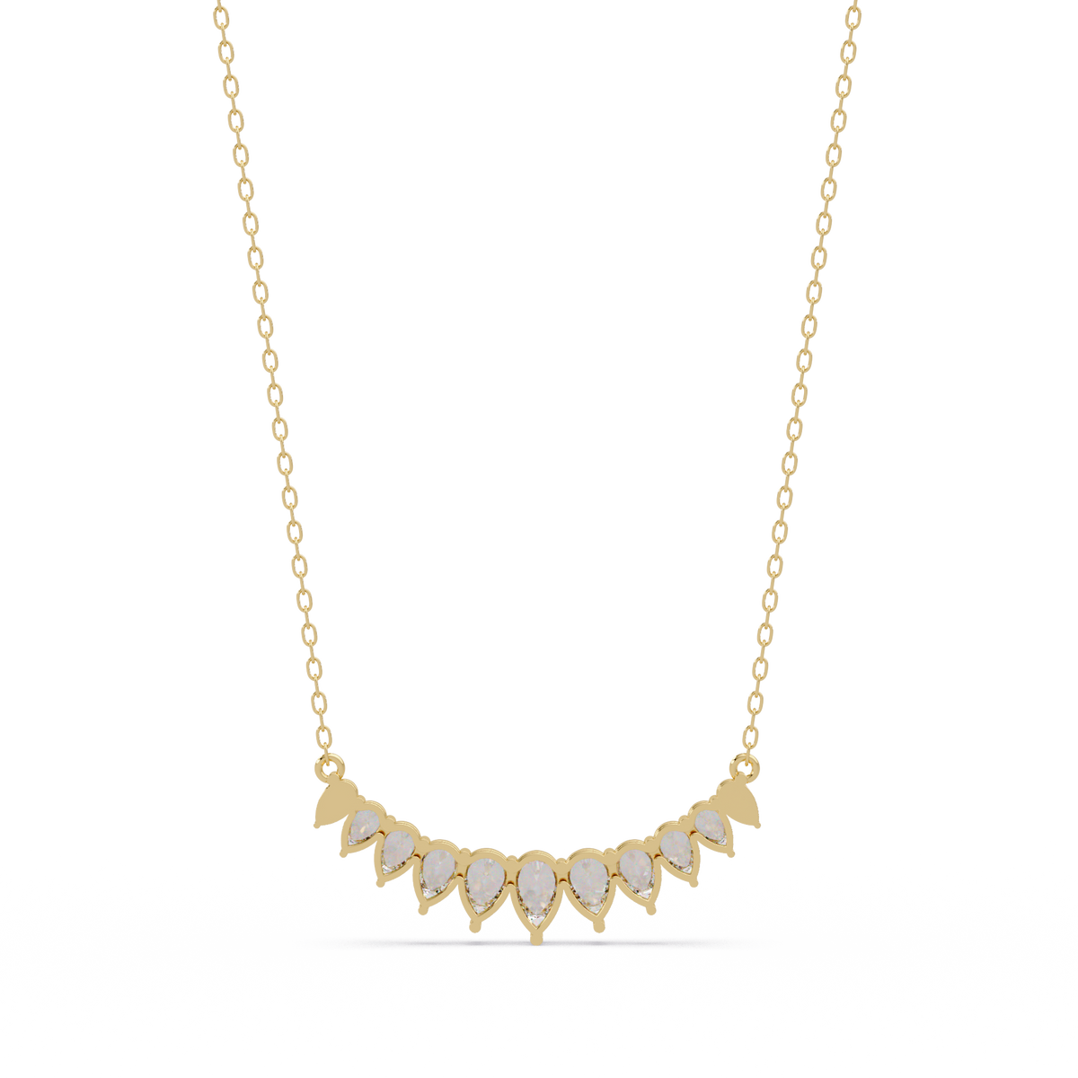 Pear Cut Graduation Curve Lab Grown Diamond Necklace - HIGHCARAT DIAMONDS