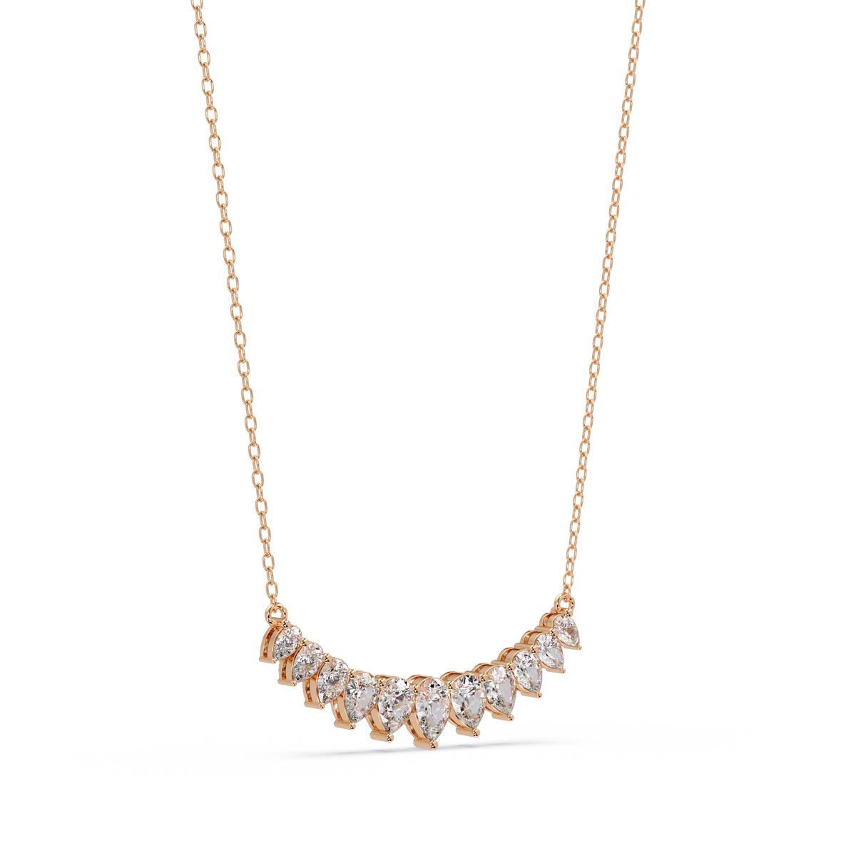 Pear Cut Graduation Curve Lab Grown Diamond Necklace - HIGHCARAT DIAMONDS