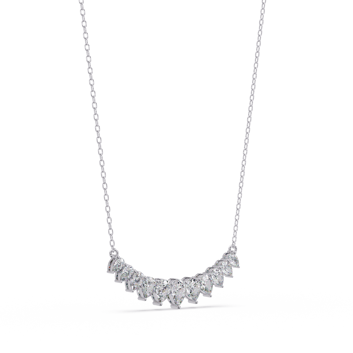 Pear Cut Graduation Curve Lab Grown Diamond Necklace - HIGHCARAT DIAMONDS