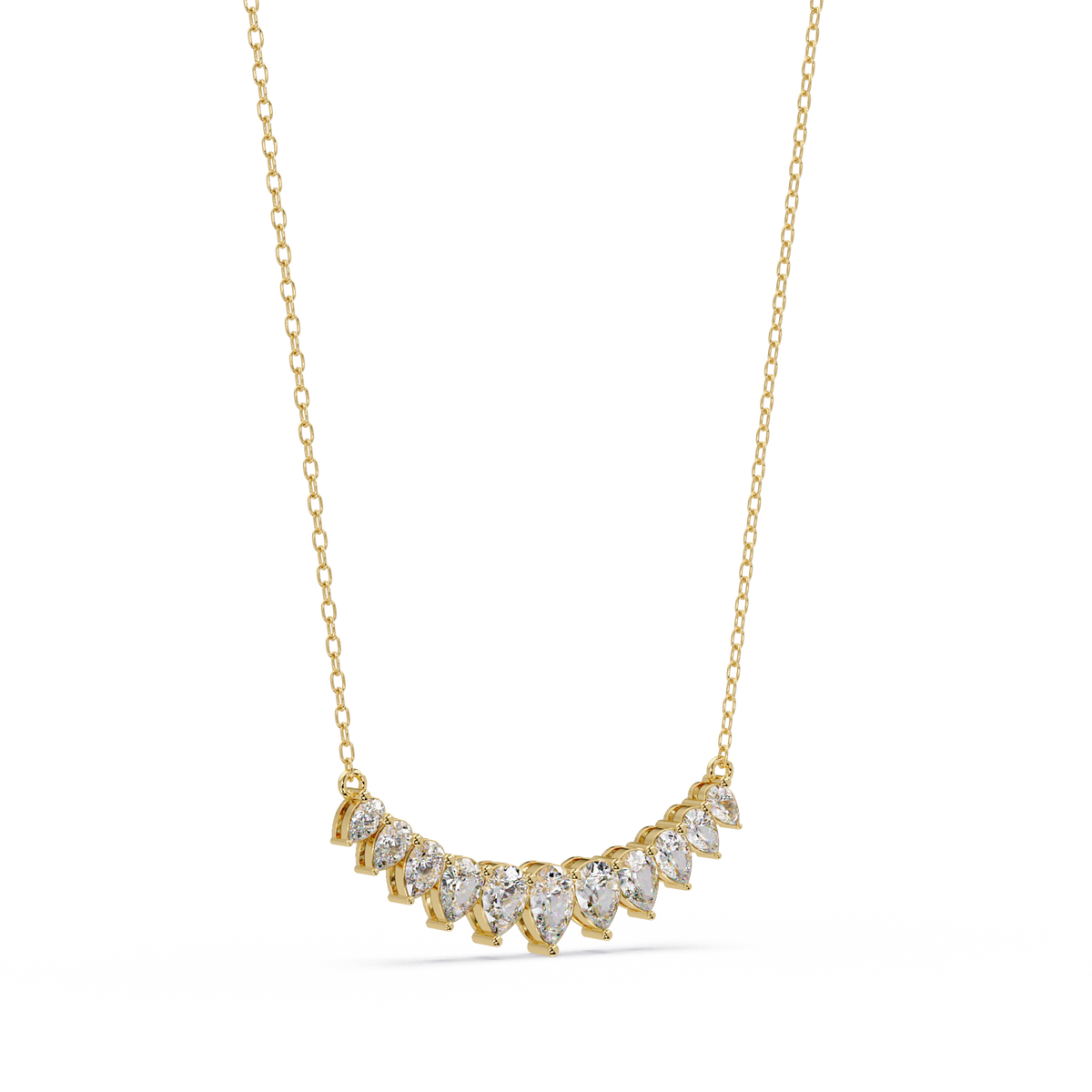 Pear Cut Graduation Curve Lab Grown Diamond Necklace - HIGHCARAT DIAMONDS