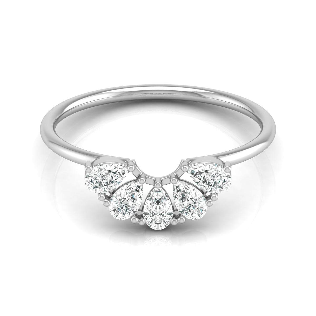 Pear Cut Lab Diamond Curve Crown Ring - HIGHCARAT DIAMONDS