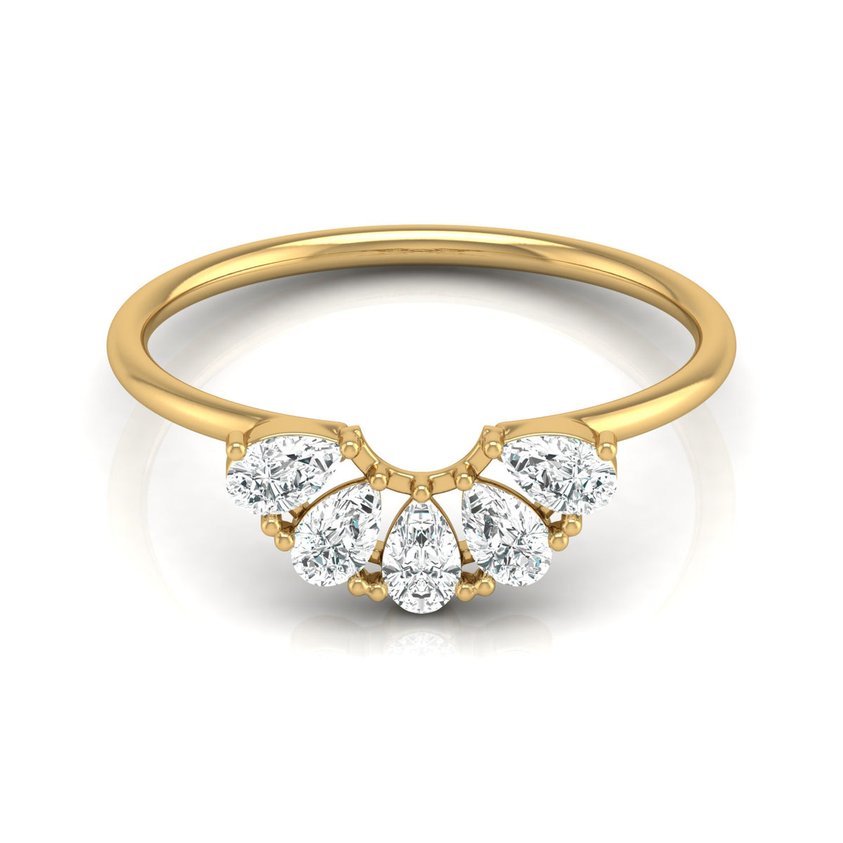 Pear Cut Lab Diamond Curve Crown Ring - HIGHCARAT DIAMONDS