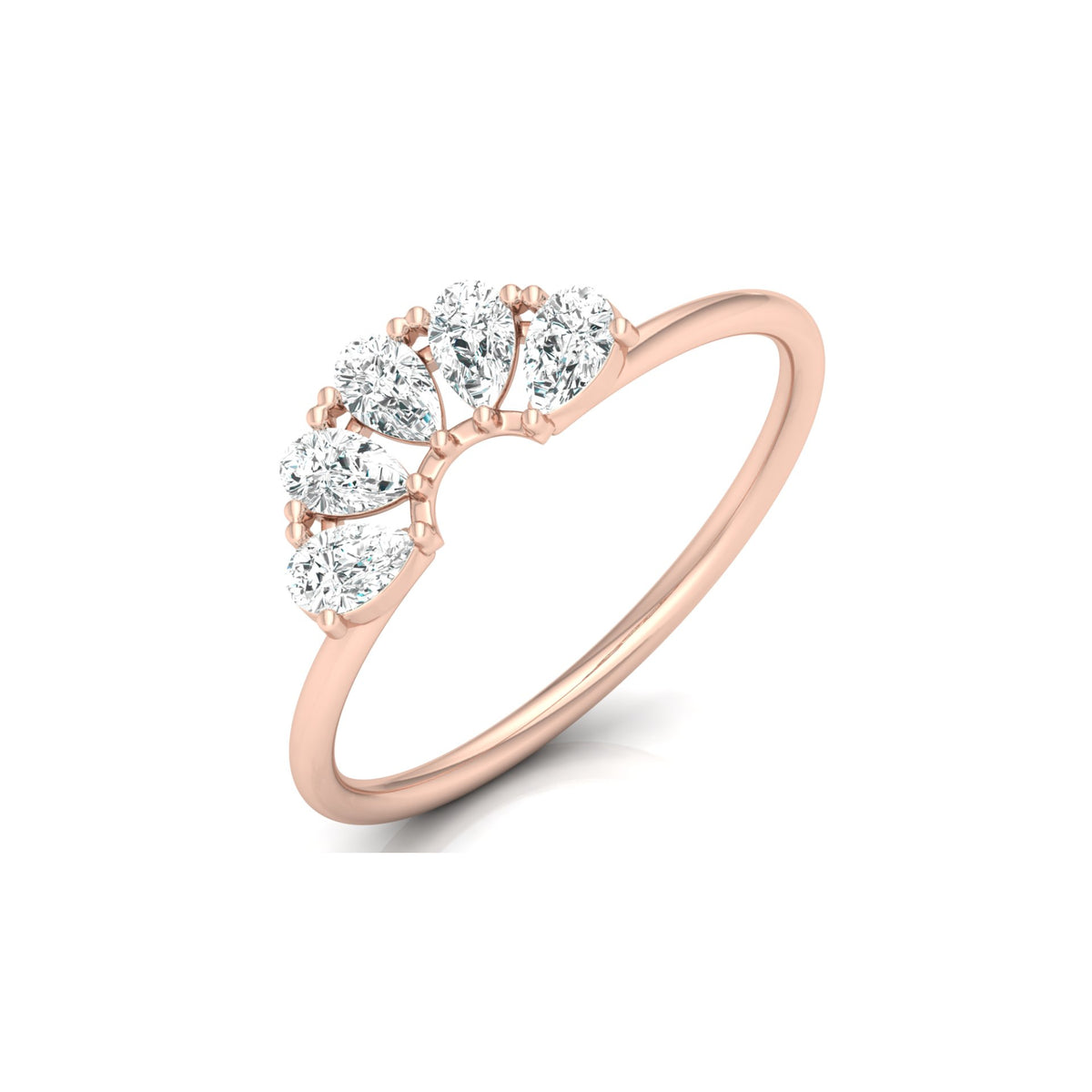 Pear Cut Lab Diamond Curve Crown Ring - HIGHCARAT DIAMONDS