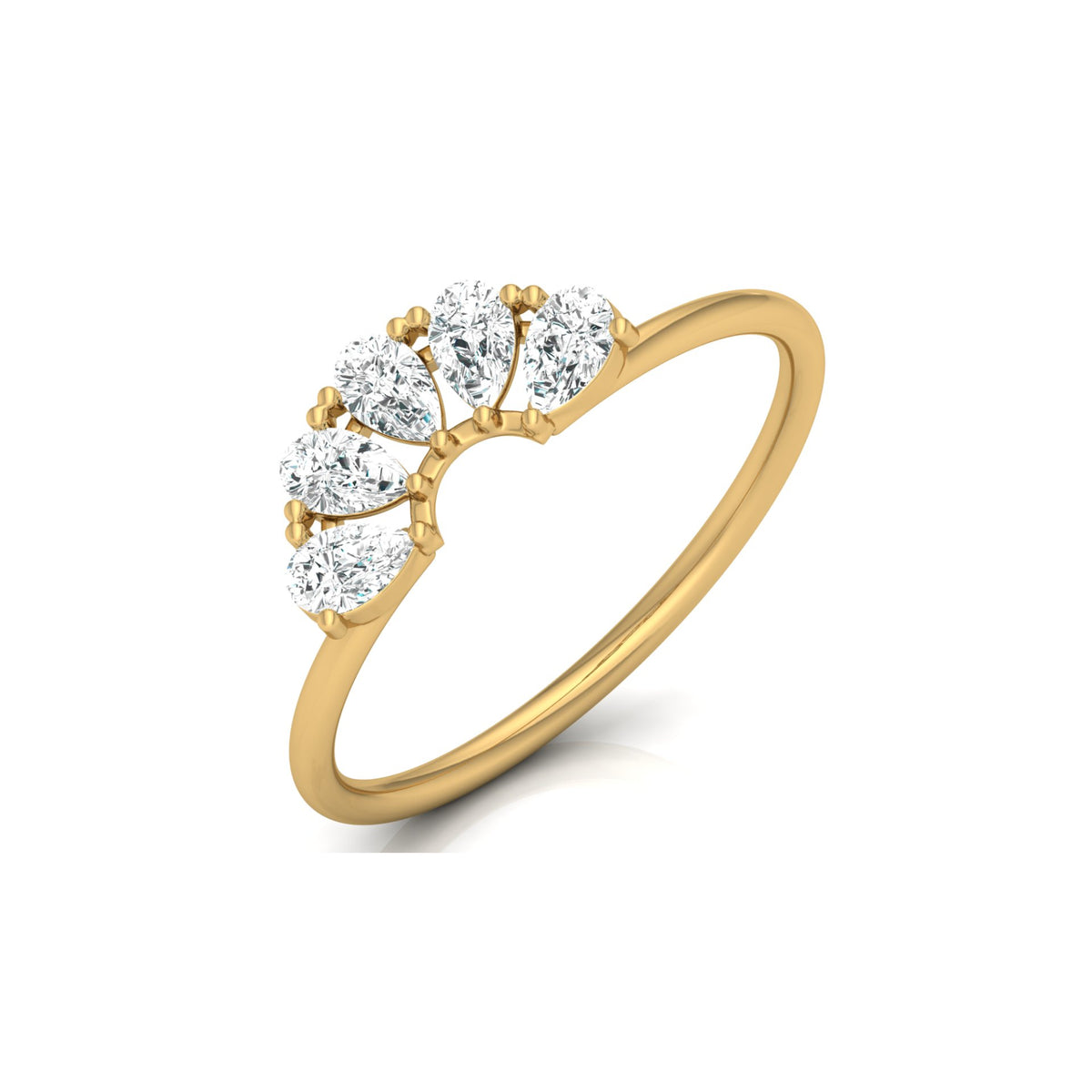 Pear Cut Lab Diamond Curve Crown Ring - HIGHCARAT DIAMONDS