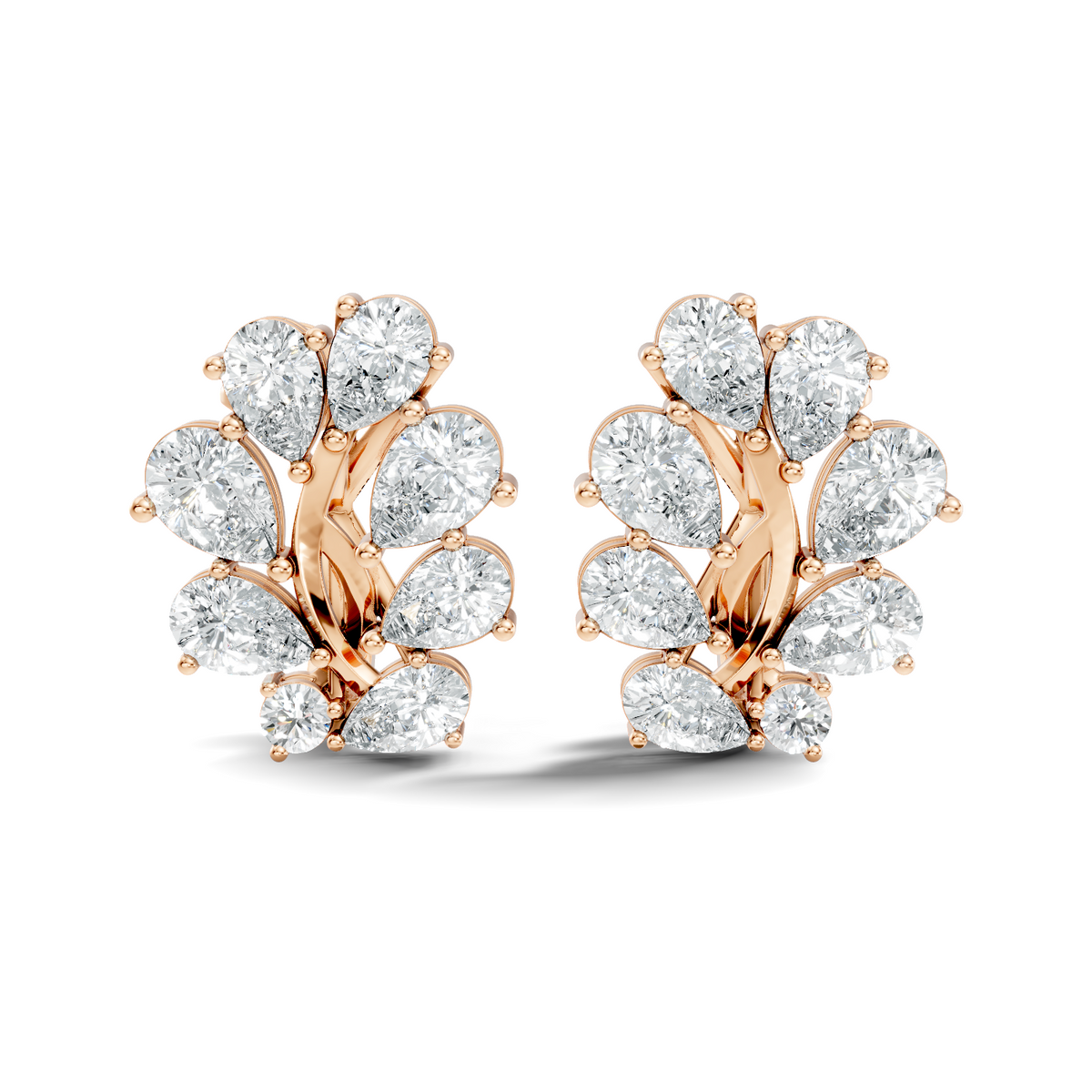 Pear And Round Cut Diamond Vintage Earring Stacking Minimalist Antique Stud Earring Gift For Women's - HIGHCARAT DIAMONDS