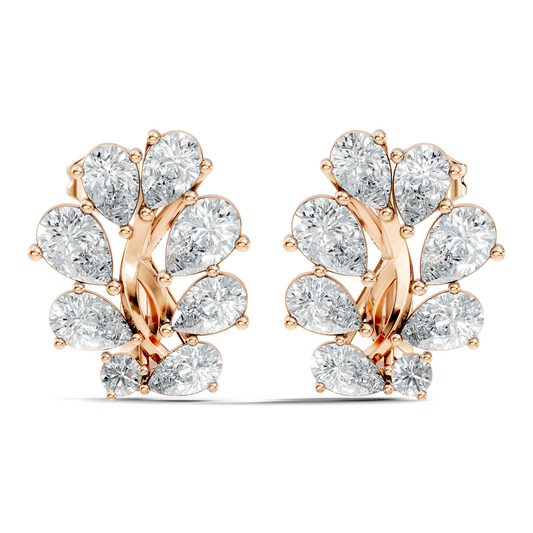 Pear And Round Cut Diamond Vintage Earring Stacking Minimalist Antique Stud Earring Gift For Women's - HIGHCARAT DIAMONDS
