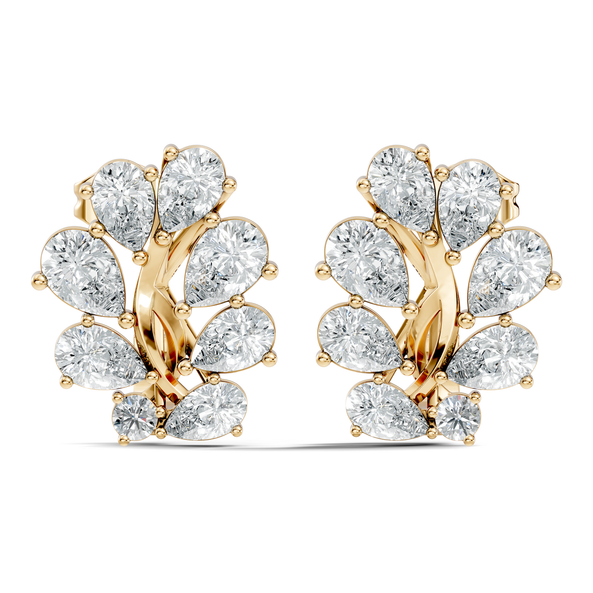 Pear And Round Cut Diamond Vintage Earring Stacking Minimalist Antique Stud Earring Gift For Women's - HIGHCARAT DIAMONDS