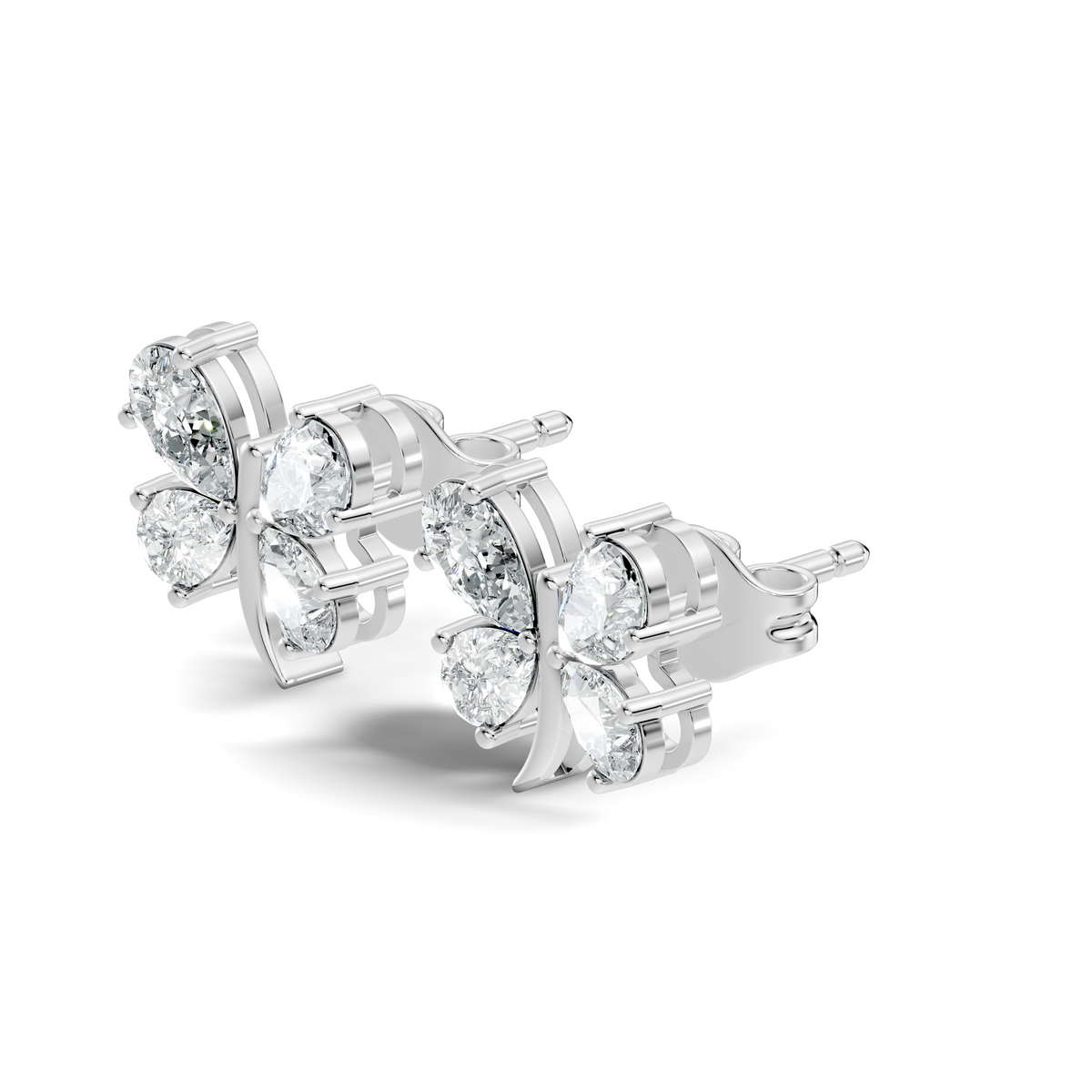 Elegant Pear Cut Labgrown Diamond Stud Butterfly Inspired Classic Ecofriendly Earring - HIGHCARAT DIAMONDS