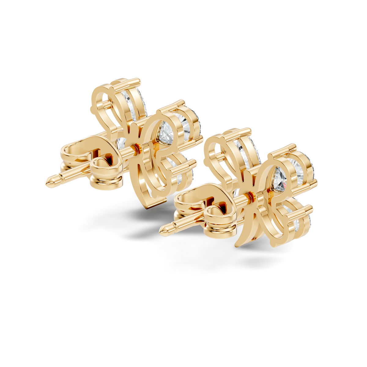 Elegant Pear Cut Labgrown Diamond Stud Butterfly Inspired Classic Ecofriendly Earring - HIGHCARAT DIAMONDS