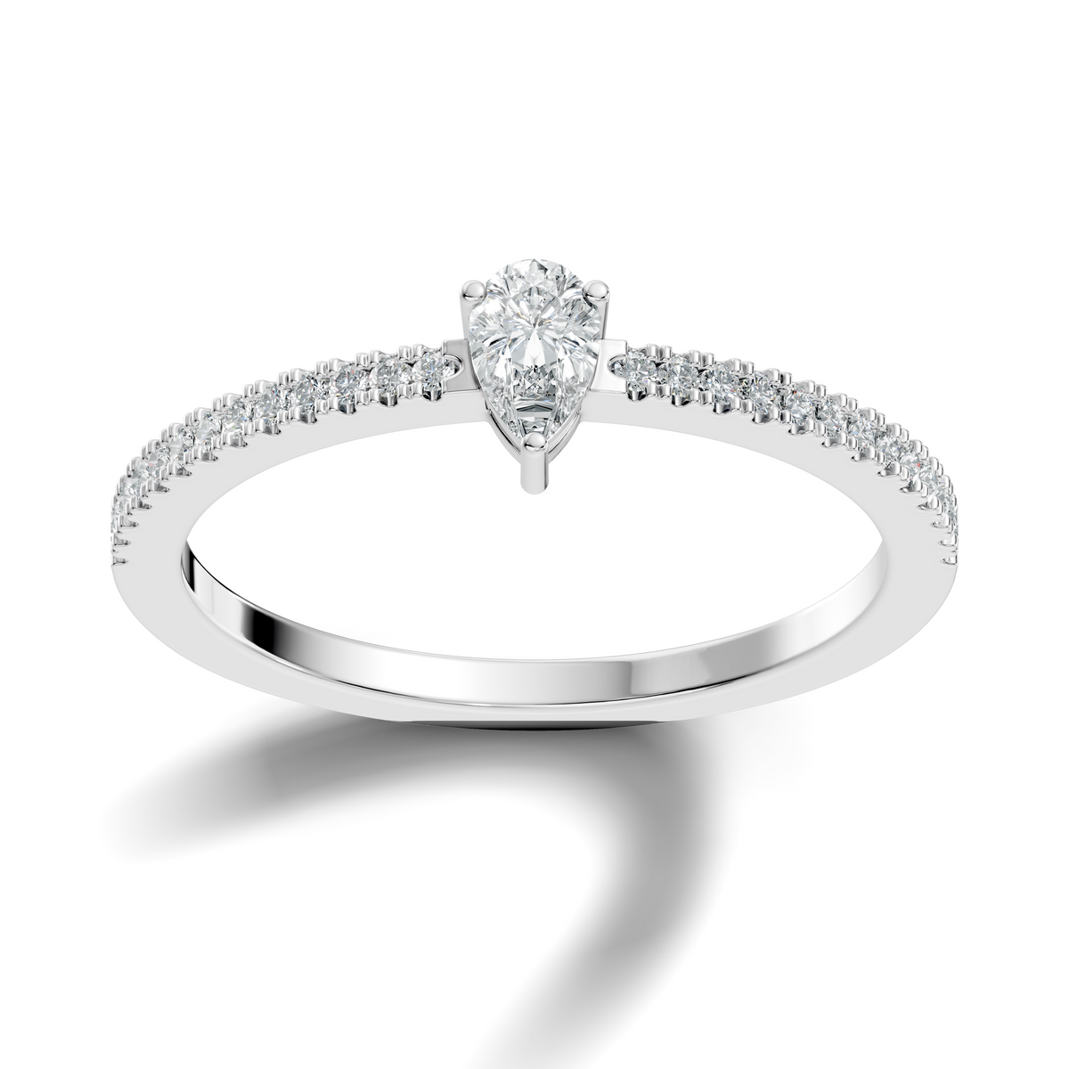 10k Yellow Gold Pear and Round Cut Diamond Vintage Delicate Half Eternity Dainty Wedding Ring For Her - HIGHCARAT DIAMONDS