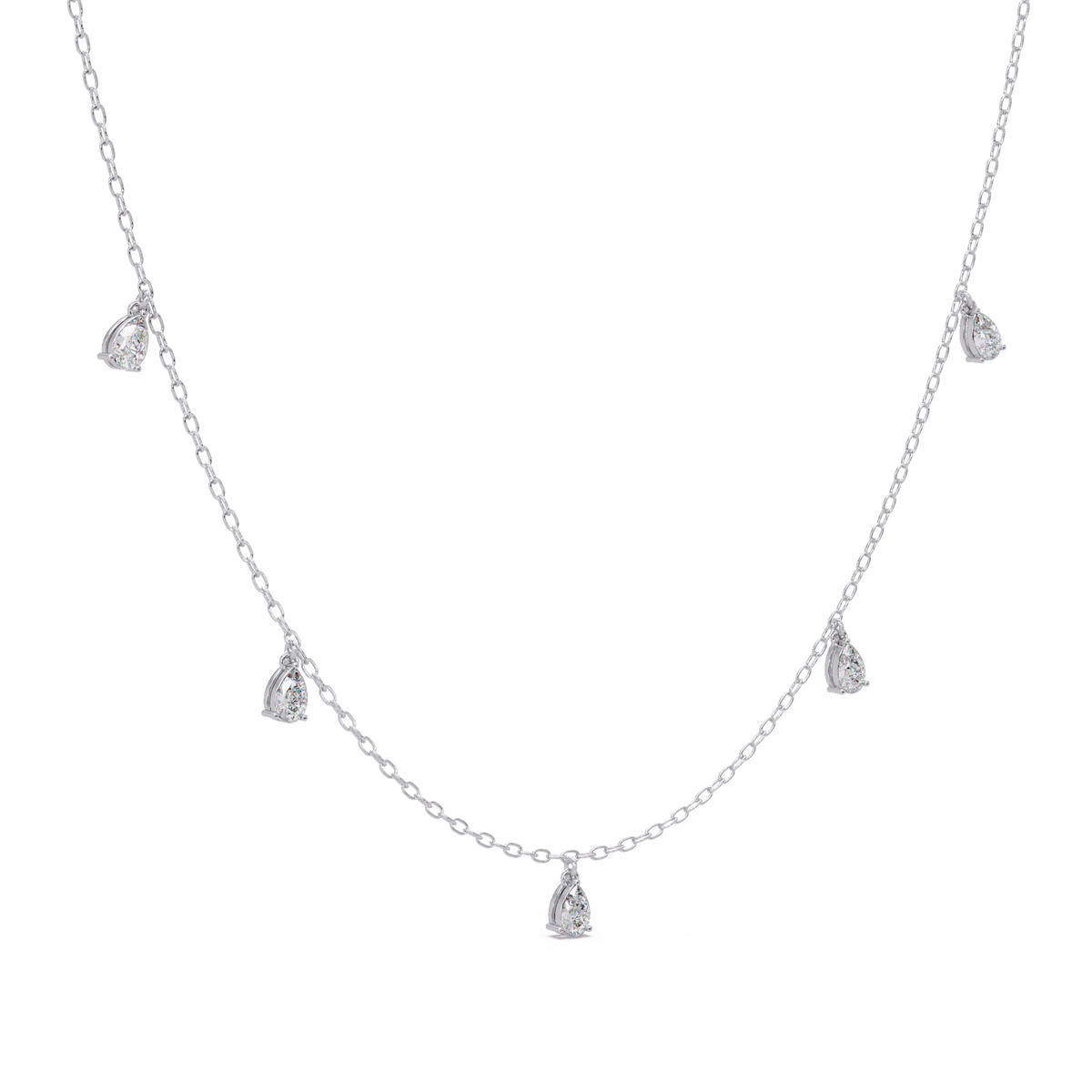 Pear Cut Lab-Grown Diamond Station Necklace in Rose Gold - HIGHCARAT DIAMONDS